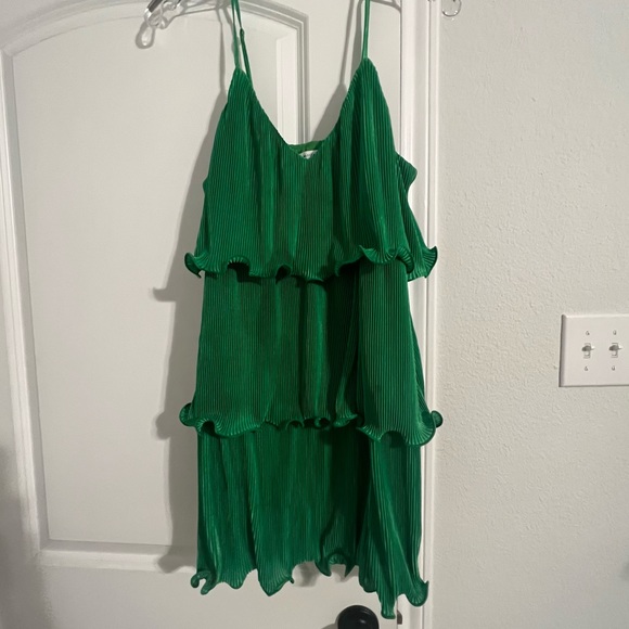 Green Ruffle Mini Dress - Picture 2 of 5